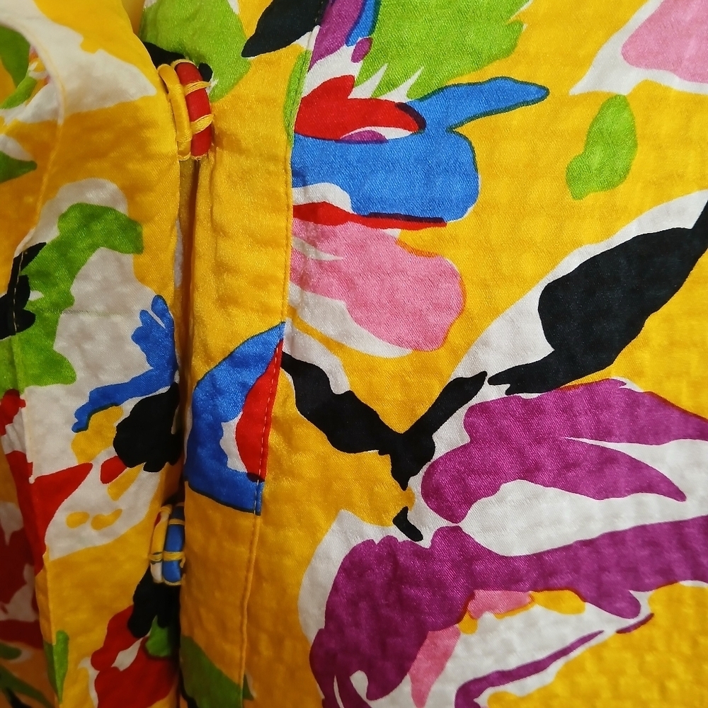 Bright colorful floral design 100% silk jacket Business Professional Office - Picture 4 of 7